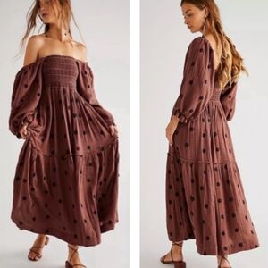 free people dahlia smocked top embroidered romantic cottagecore maternity maxi